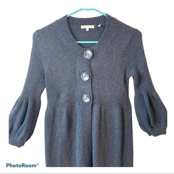 vince. Bishop Button Babydoll Gray Duster Cardigan - Picture 5 of 13